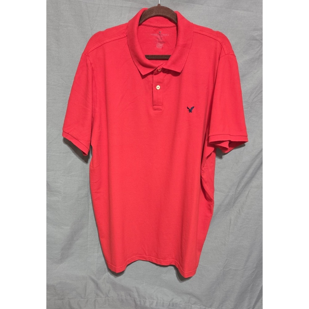 American Eagle Outfitters Mens Short Sleeve 3XL Red Flex Polo Logo Size XXXL EUC